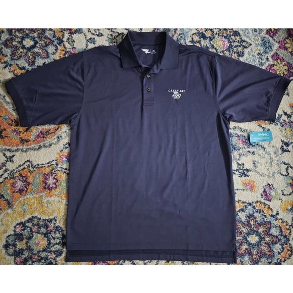 Hero 247 Mens XL Green Bay PD POLICE Dept Short Sleeve Polo Shirt Dark Blue NEW - Picture 1 of 8